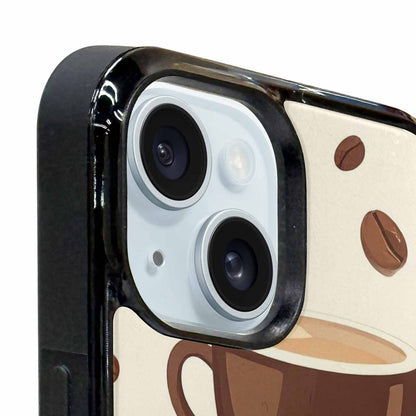iPhone 15 Plus Case — Coffee Cup And Bean Pattern Seamless, Custom Phone Case