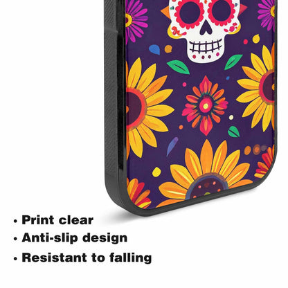 iPhone 15 Plus Case — Sunflowers Hundreds Of Skulls Art Seamless, Unique Phone Case Design