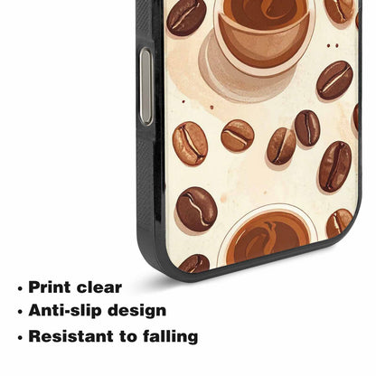 iPhone 16 Pro Max Case — Coffee Cup And Bean Pattern Seamless, Custom Made Phone Cover