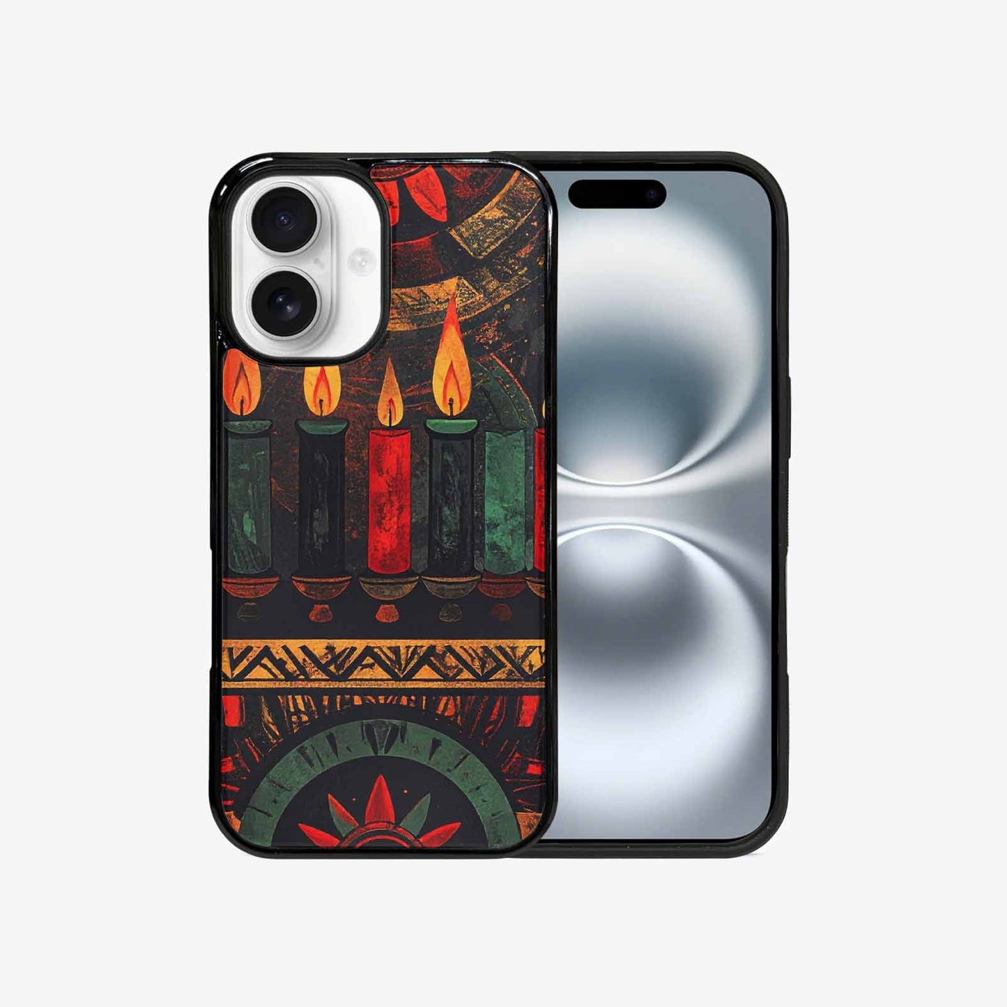 iPhone 16 Case — Kwanzaa Kinara Pattern Seamless Repeat African, Custom Made Phone Cover