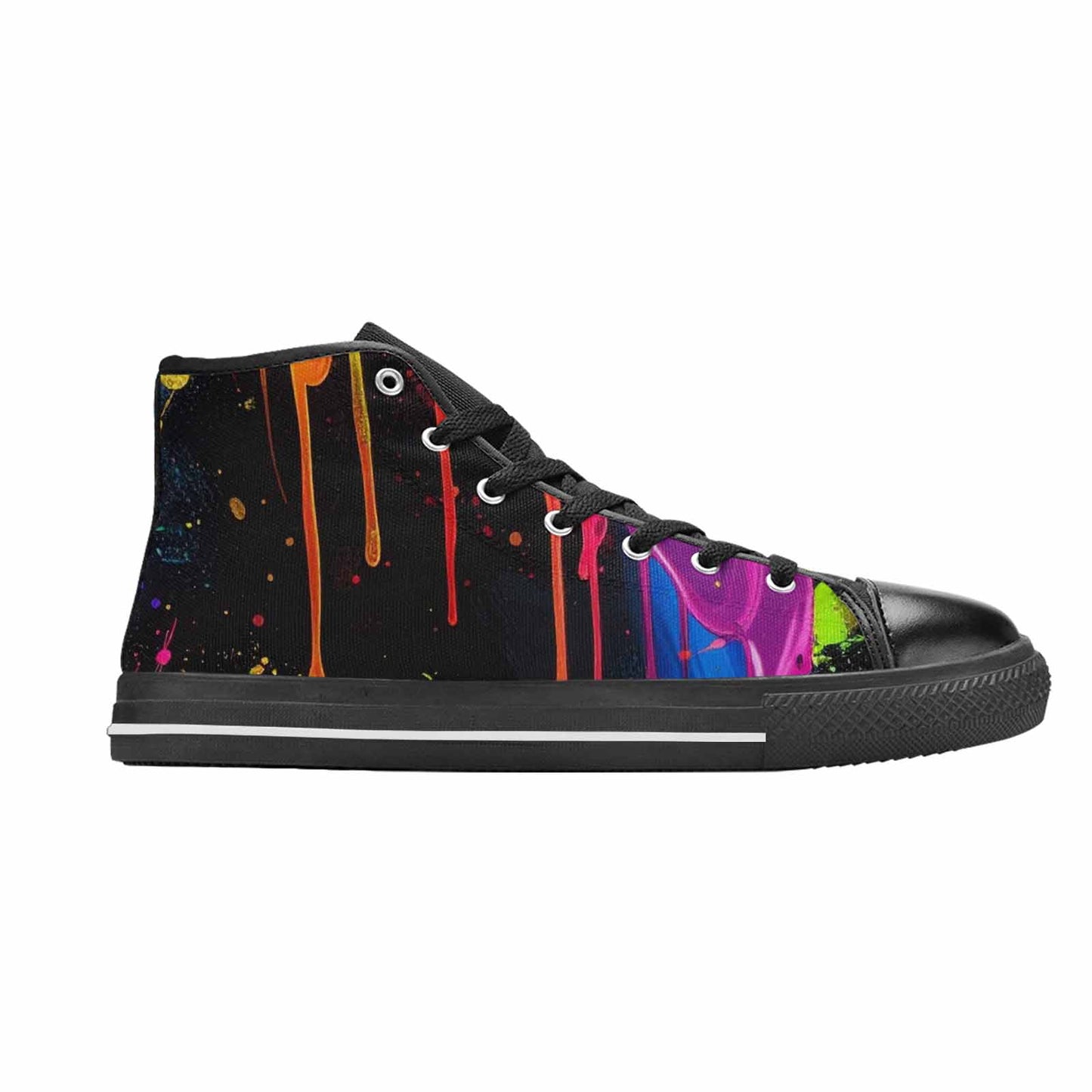WOMEN'S Paint Splatter High Top Canvas Neon Fantasy Custom Shoes