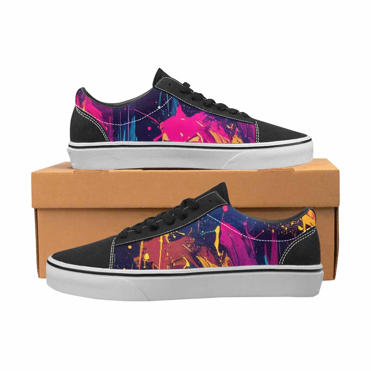 MEN'S Paint Splatter Canvas Lace-Up Dark Academia Custom Sneakers