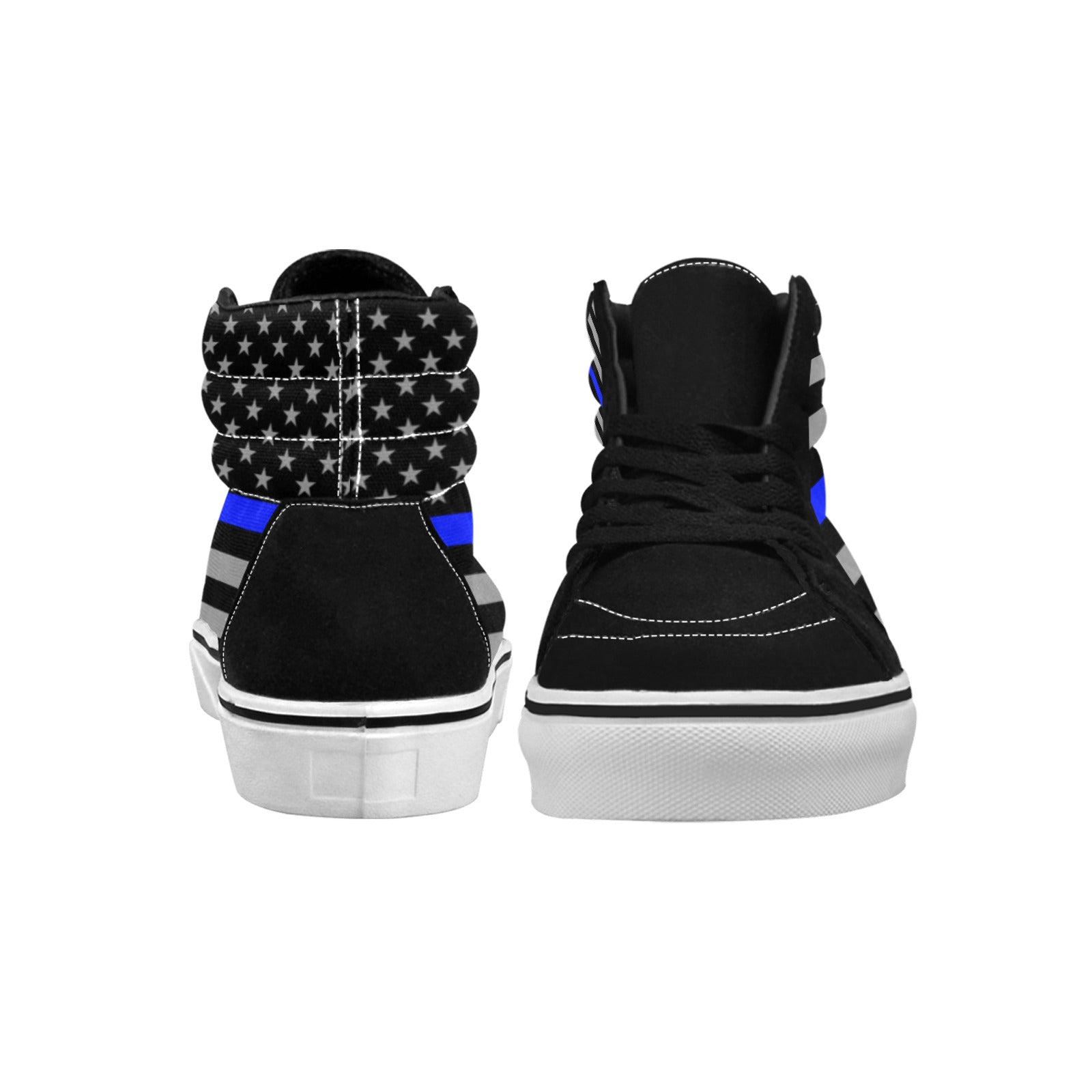 MEN'S Thin Blue Line Flag High Top Skateboarding Wallpaper Art Shoes