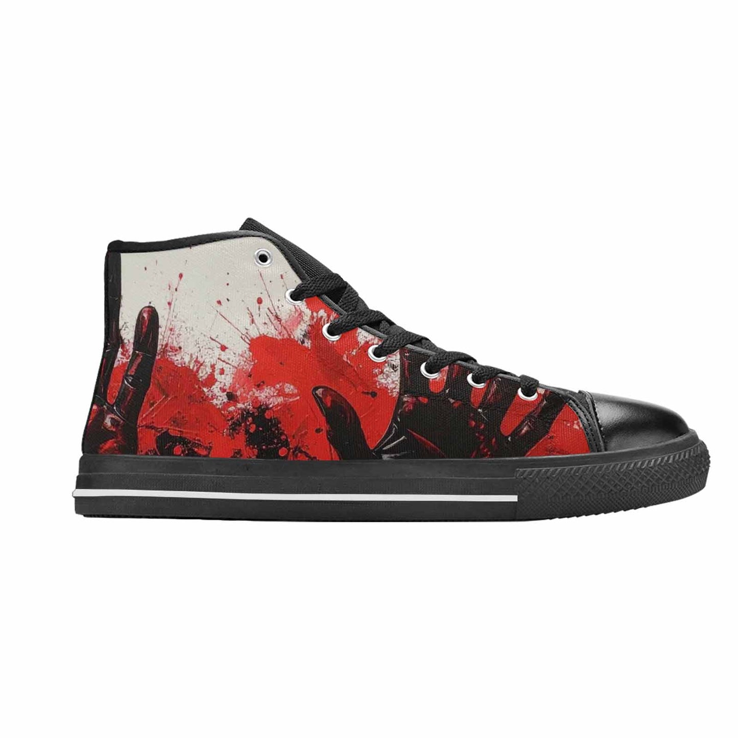 WOMEN'S Halloween Splatter Handprint High Top Canvas Dark Academia Custom Shoes