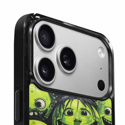 iPhone 17 Pro Case — Black Green Ink Melting Moon Original, Unique Phone Case Design