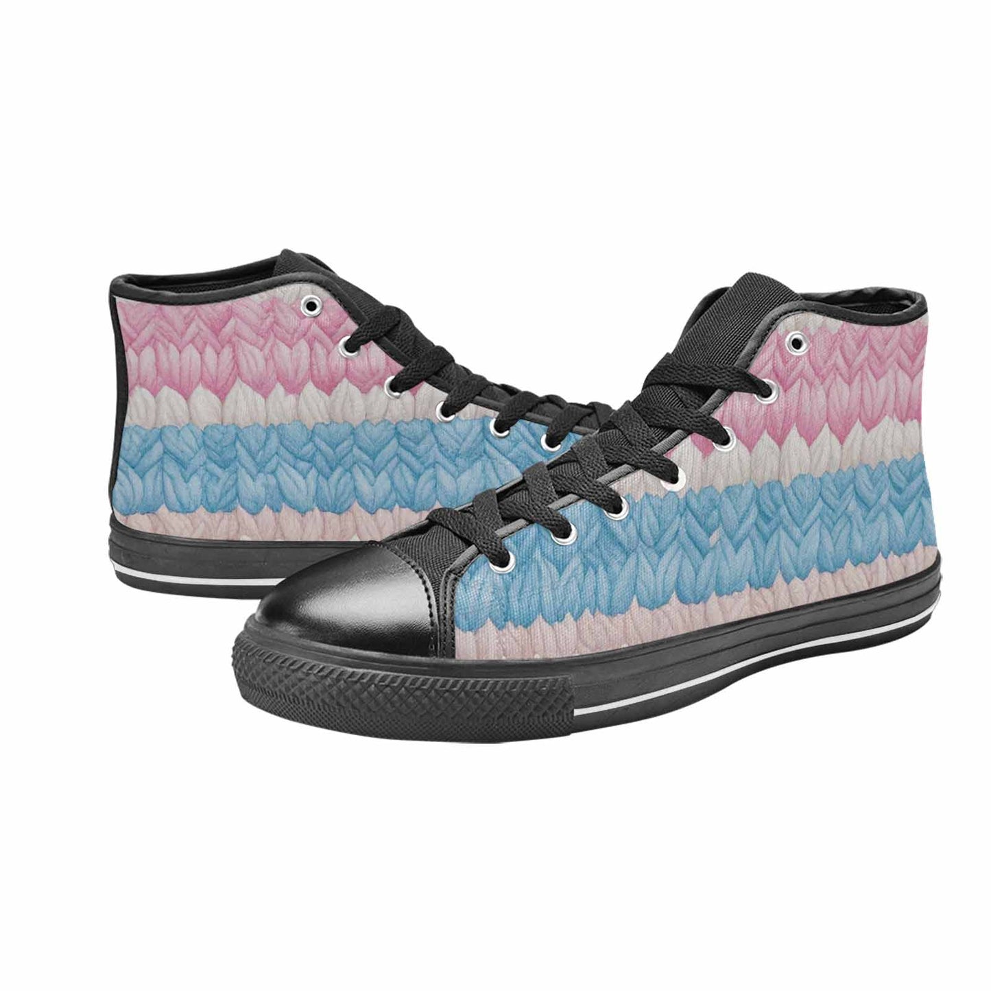MEN'S Transgender Flag Color High Top Canvas Aesthetic Sneakers