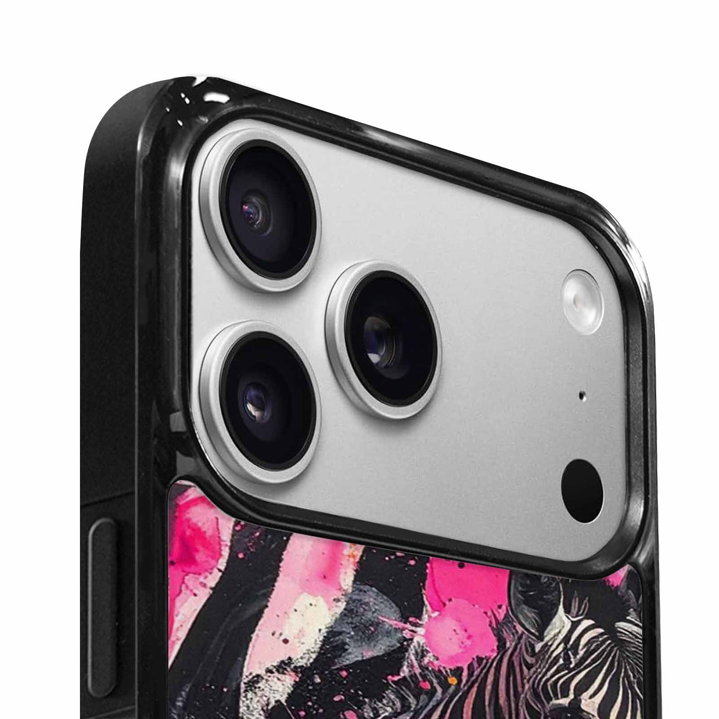 iPhone 17 Pro Case — Black Pink Ink Zebra Stripe Animal, Custom Art Phone Cover