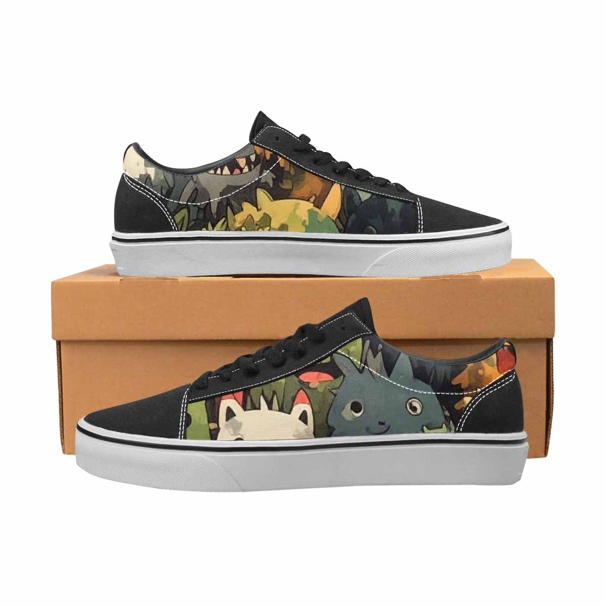 WOMEN'S Monsters  Camo Monsters Lace-Up Canvas Dark Academia Sneakers