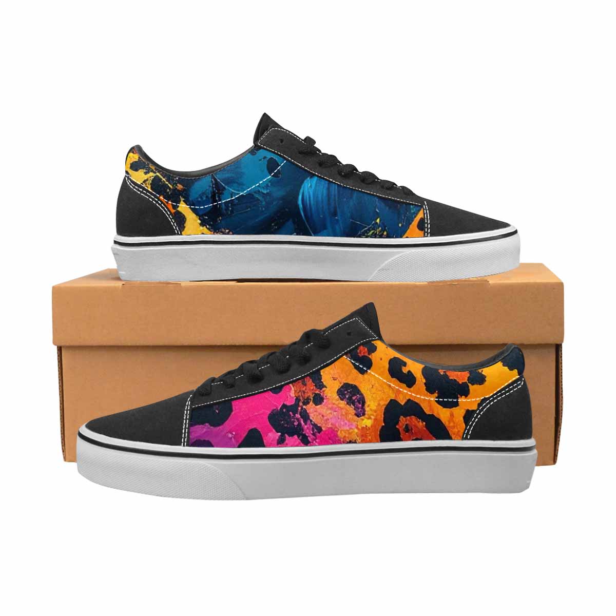 WOMEN'S Animal Print Lace-Up Canvas Dark Academia Custom Sneakers