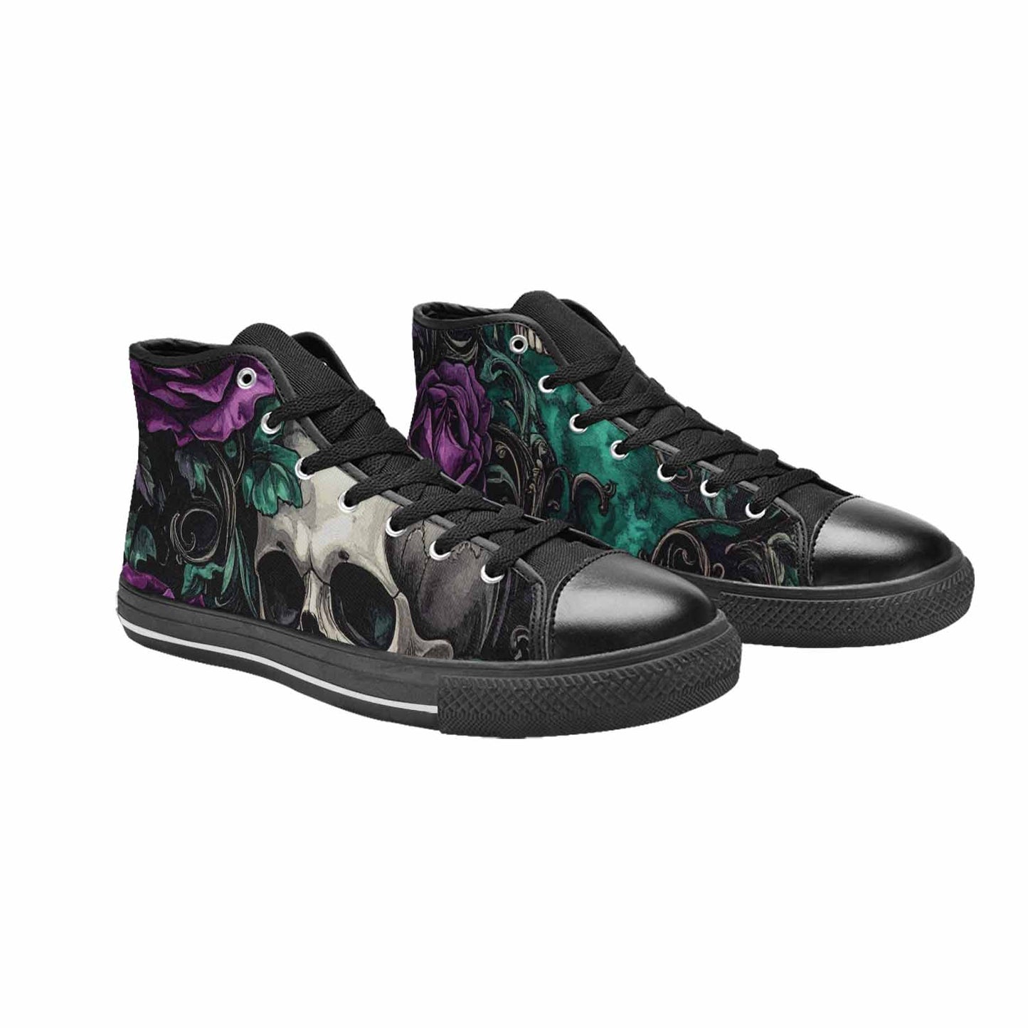 WOMEN'S Skulls Roses Gothic Filigree High Top Canvas Cottagecore Custom Shoes