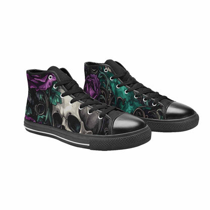 WOMEN'S Skulls Roses Gothic Filigree High Top Canvas Cottagecore Custom Shoes