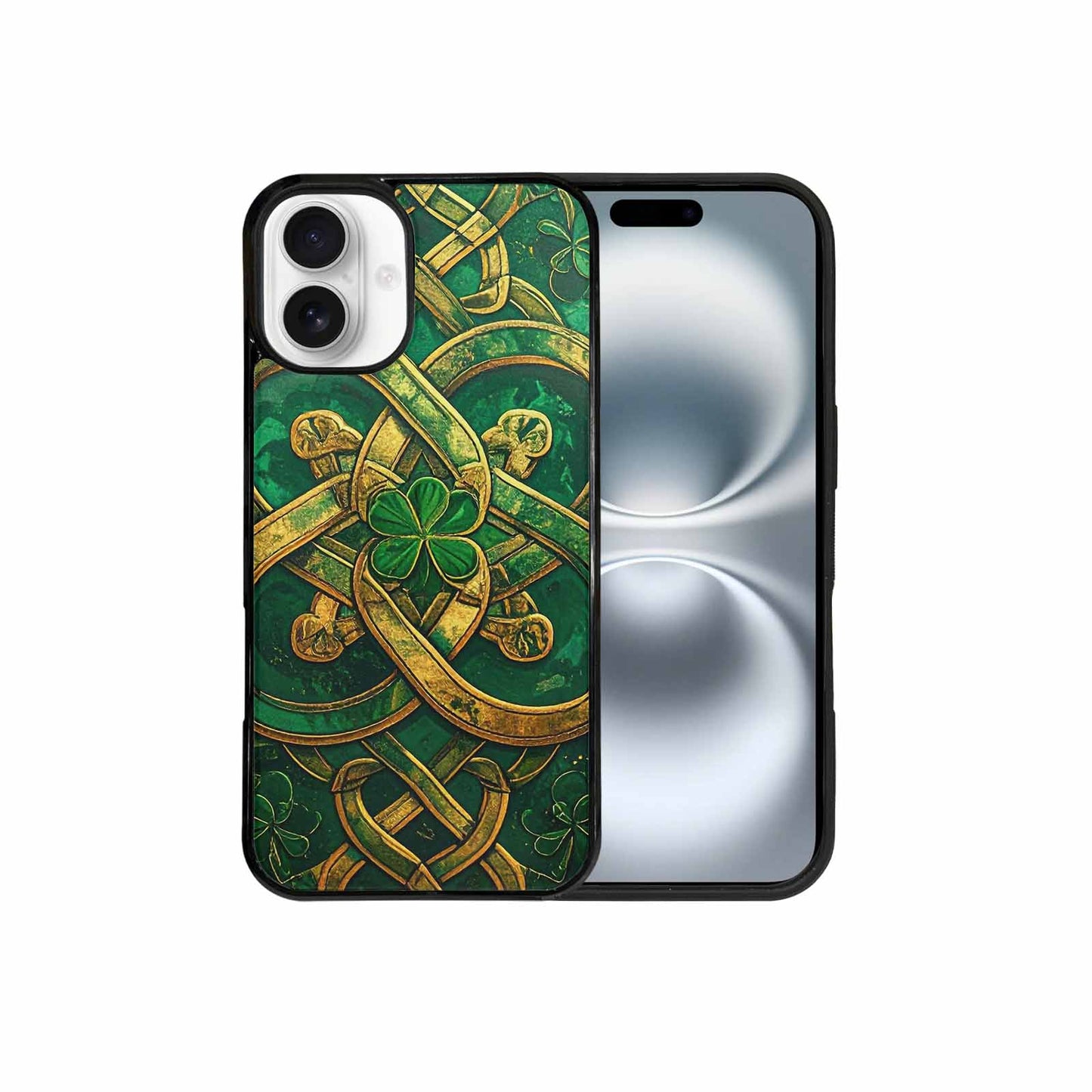 iPhone 16 Plus Case — Irish Celtic Knot Pattern Shamrocks Seamless, Custom Art Phone Cover
