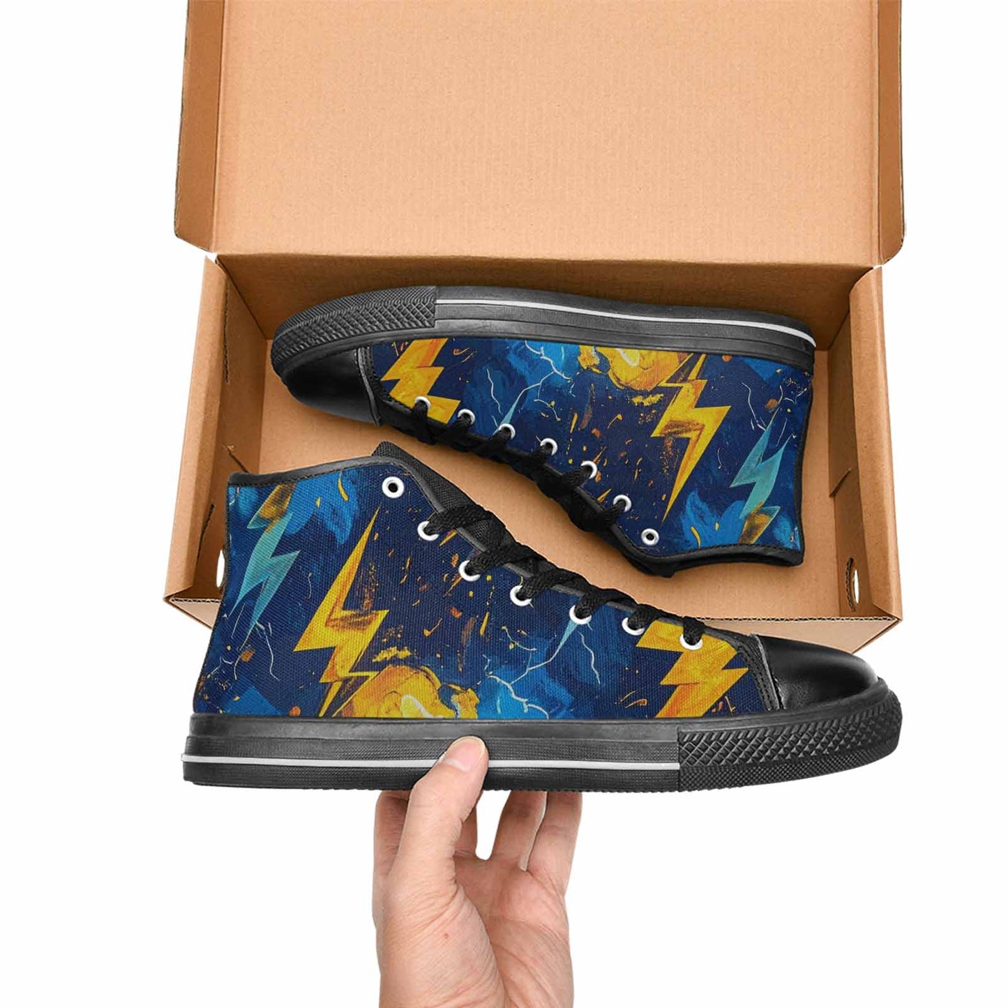 MEN'S Lightning Bolt High Top Canvas Vibrant Chaos Sneakers