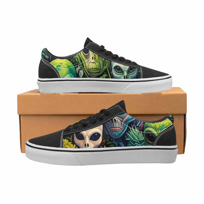 WOMEN'S Aliens Lace-Up Canvas Wallpaper Art Sneakers