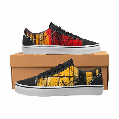 WOMEN'S Liminal Black & Red Ink Canvas One Of A Kind Vibrant Chaos Custom Canvas Shoes