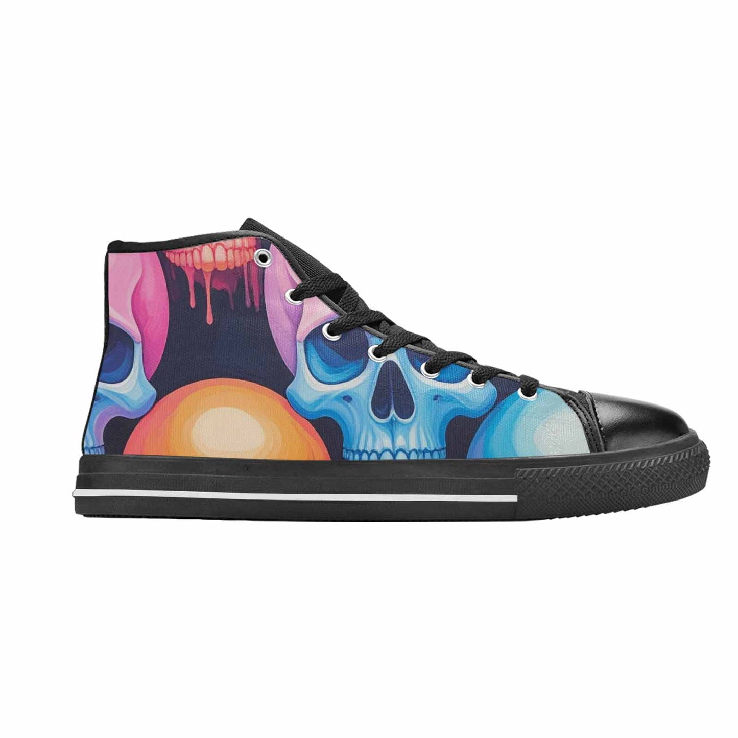 MEN'S Dripping Candy Skulls High Top Canvas Surreal Custom Shoes
