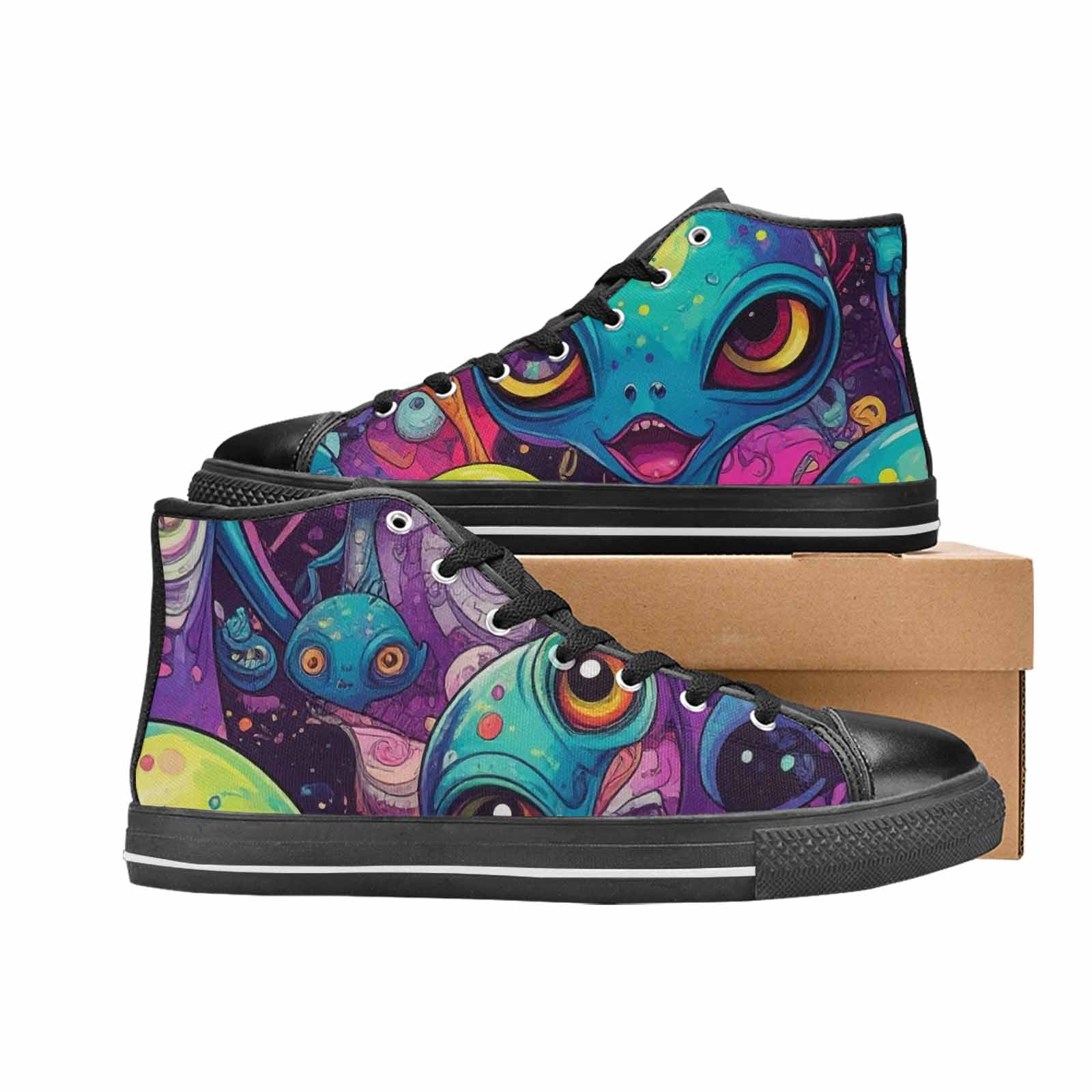 WOMEN'S Cartoon Alien Characters High Top Canvas Aesthetic Shoes