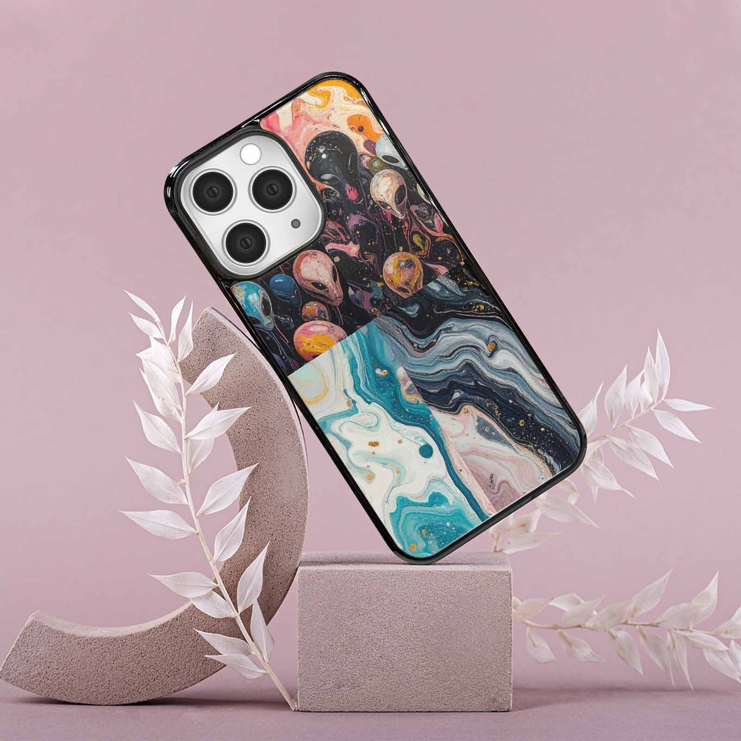 iPhone 15 Pro Max Case — Aliens Marblealiens Pattern Dms, Personalized Phone Case