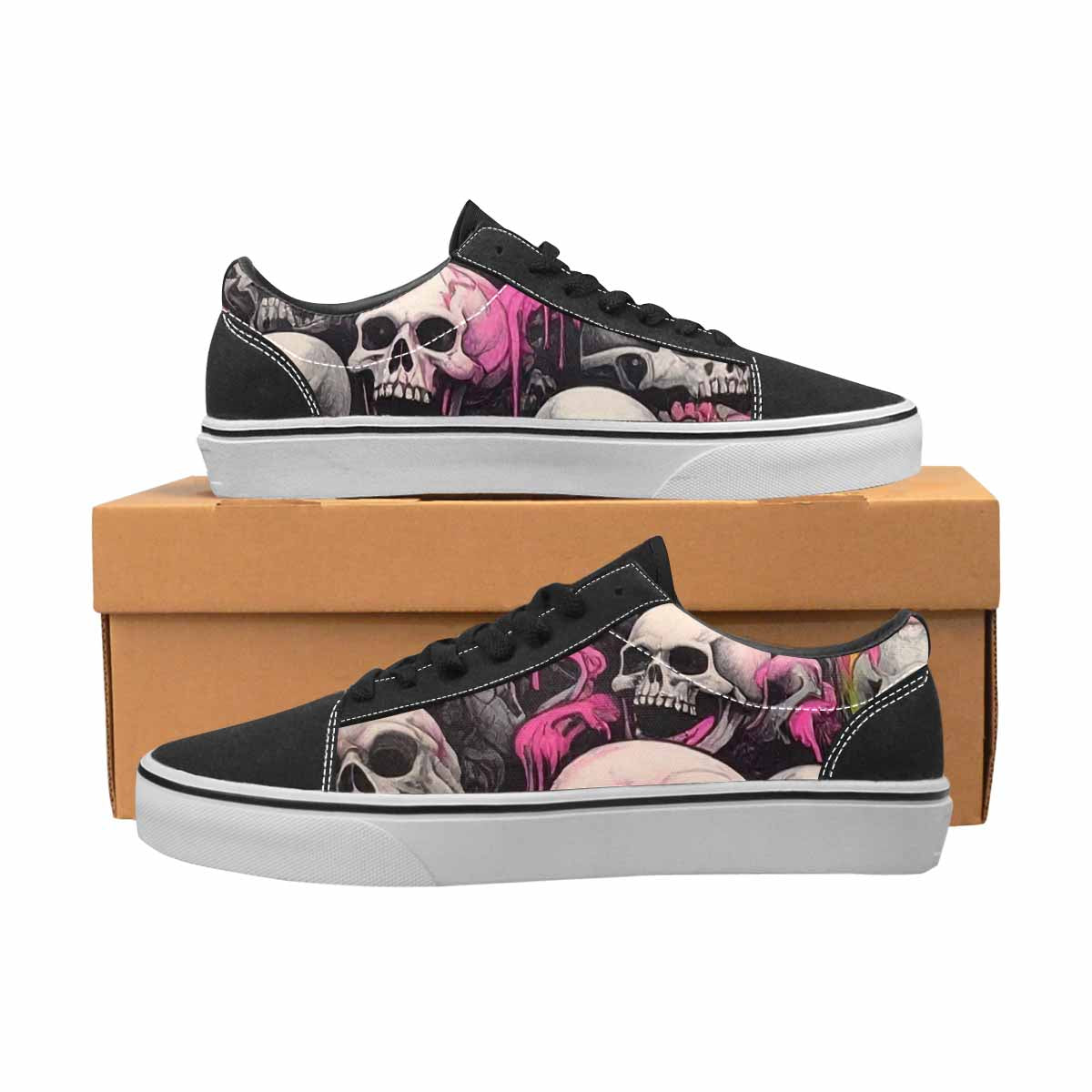 WOMEN'S Rainbow From Skull S Lace-Up Canvas Melting Art Sneakers