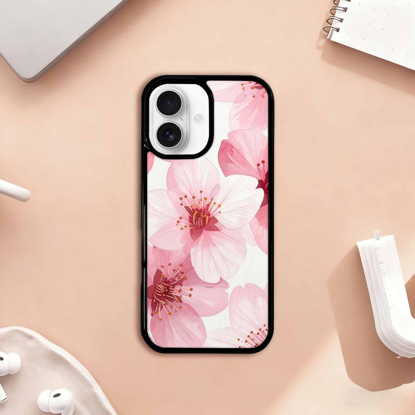 iPhone 17 Case — Japanese Cherry Blossom Pattern, Floral, Personalized Phone Case