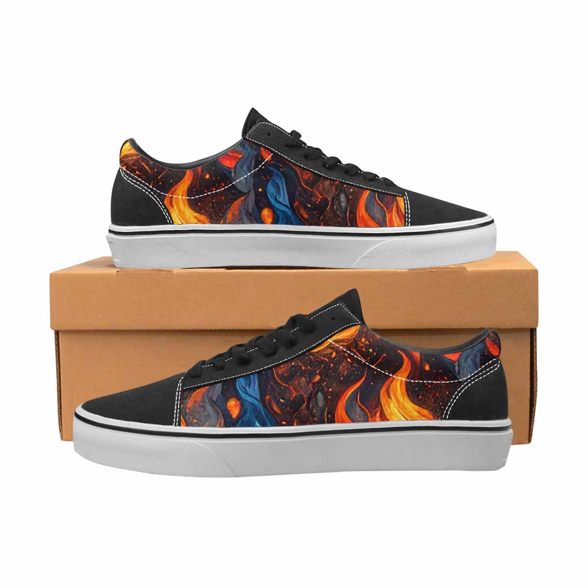MEN'S Fire Flame Canvas Lace-Up Aesthetic Sneakers