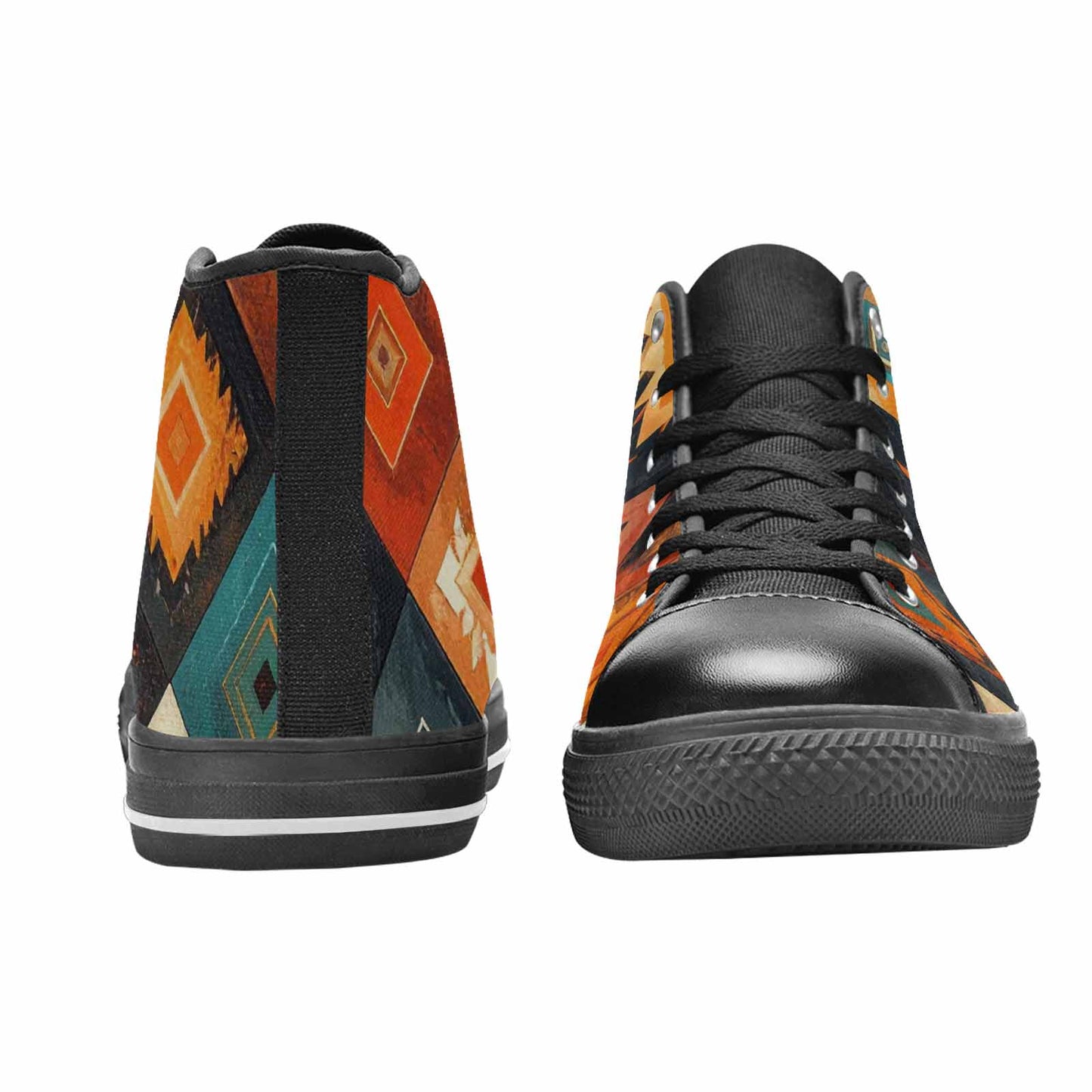 MEN'S Southwestern Geometric Diamond High Top Canvas Dark Academia Shoes