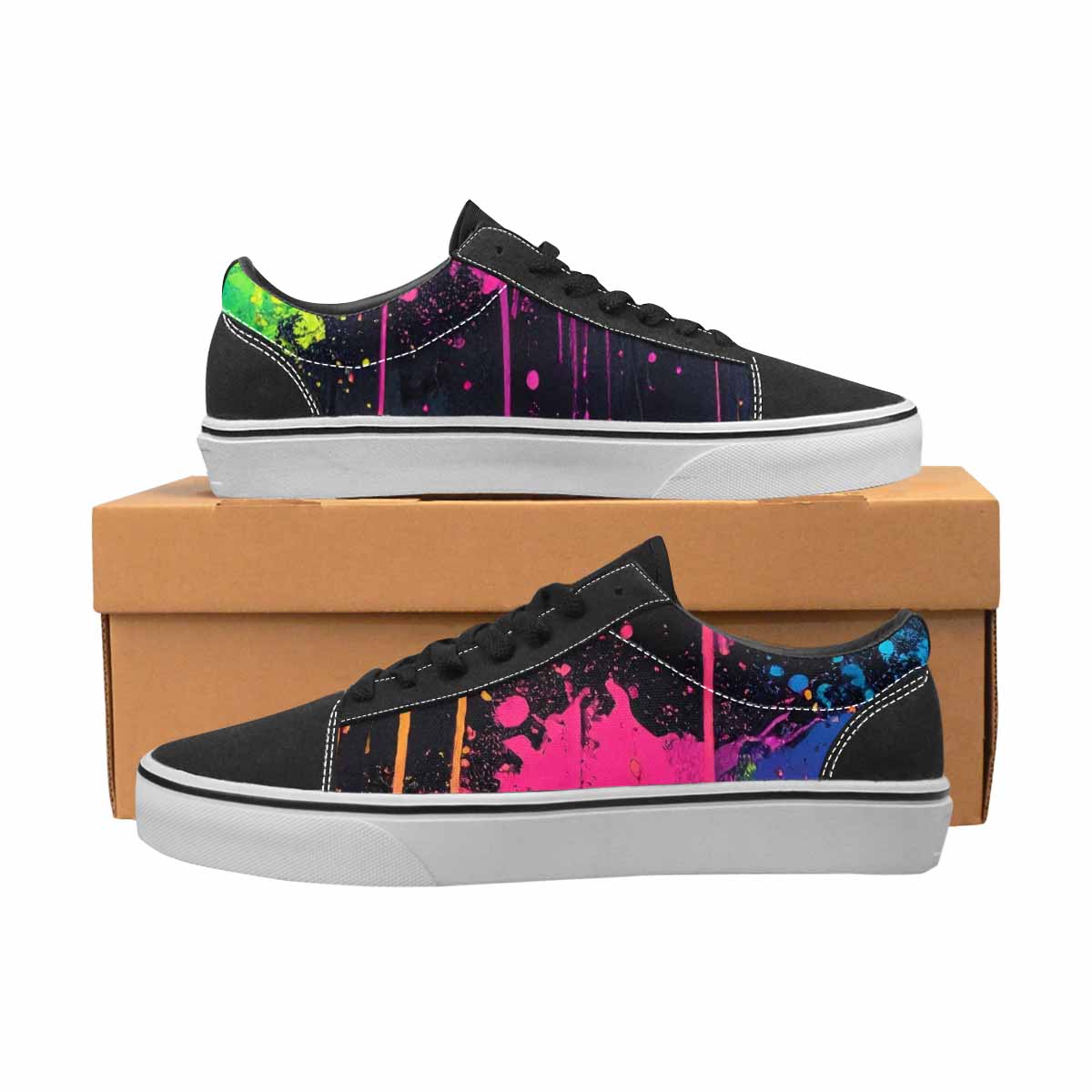 MEN'S Paint Splatter Canvas Lace-Up Surreal Custom Shoes