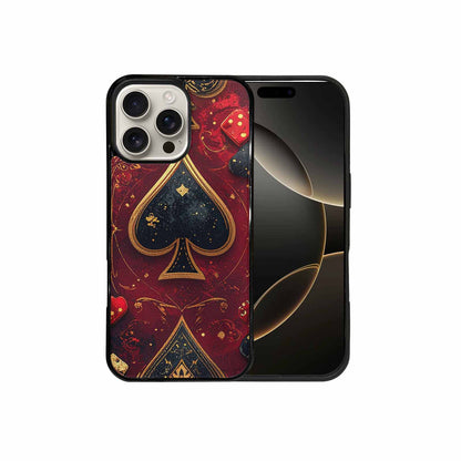 iPhone 16 Pro Max Case — Playing Card Suits Pattern Poker Chips, Unique Phone Case Design