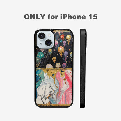 iPhone 15 Case — Aliens Marblealiens Pattern Cyi, Custom Art Phone Cover