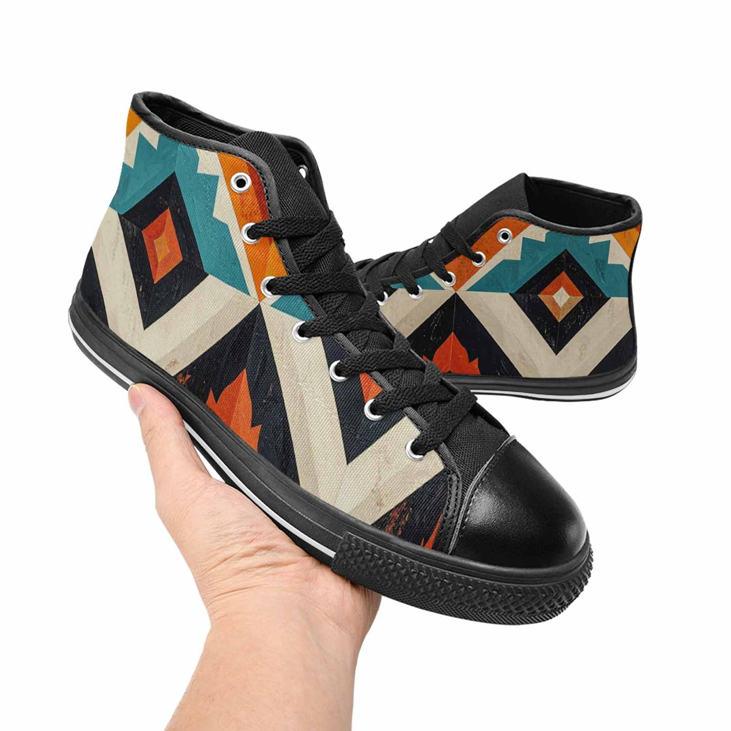 WOMEN'S Southwestern Geometric Diamond High Top Canvas Y2K Shoes