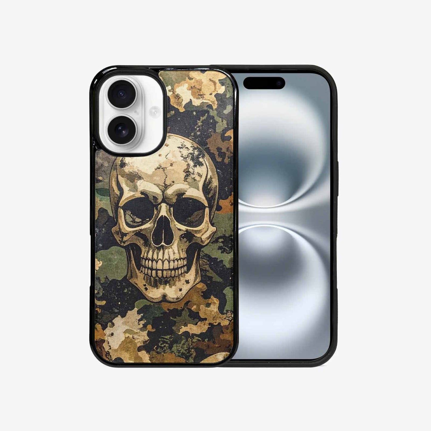 iPhone 16 Case — Military Camo Texture Combined With Distressed, Personalized Phone Case