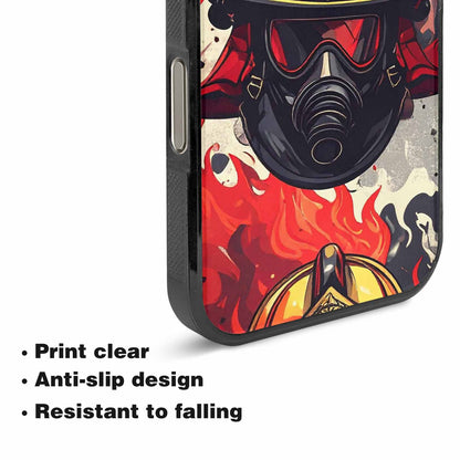iPhone 16 Pro Case — Firefighter Pattern Flames Axes Helmets Seamless, Custom Made Phone Cover