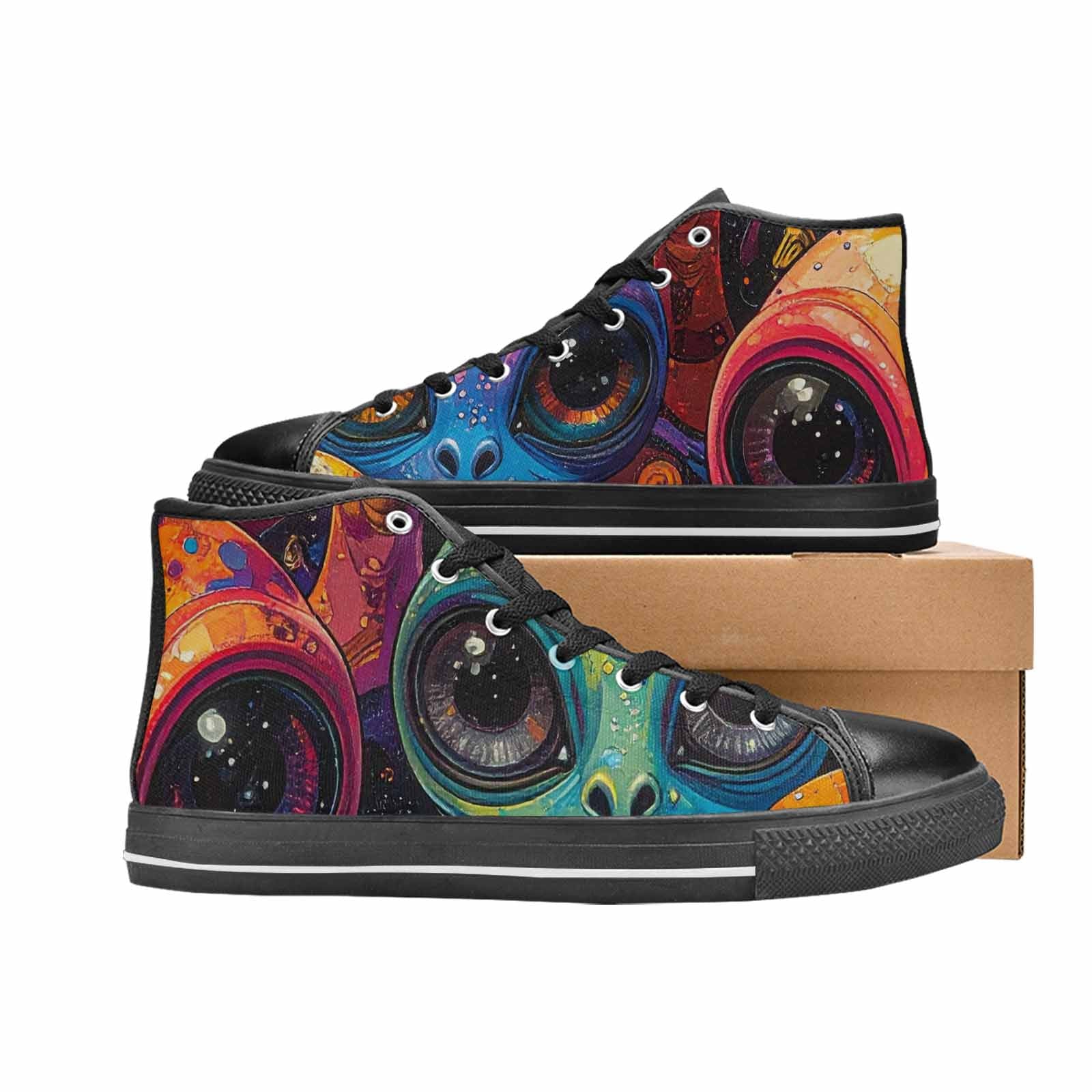 WOMEN'S Cartoon Alien Characters High Top Canvas Grunge Sneakers