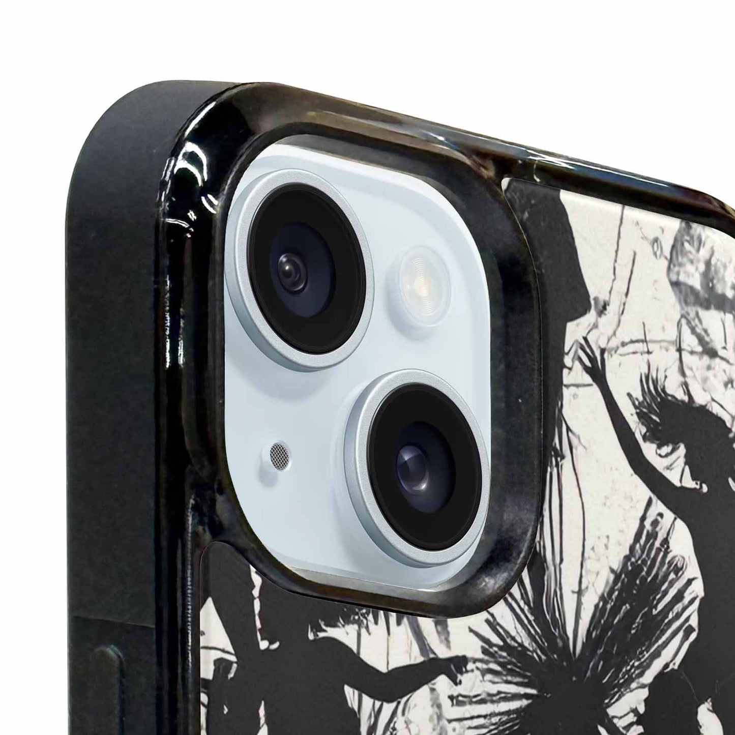 iPhone 15 Case — Bold Dancing Figure Line Art Pattern, Customized Protective Case