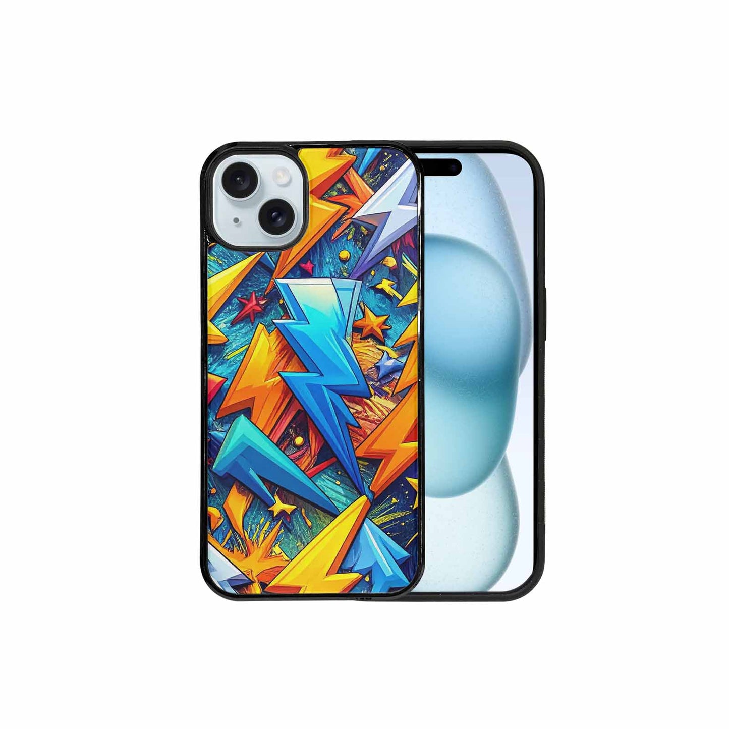 iPhone 15 Plus Case — Lightning Bolt Storm Pattern Hundreds Of, Custom Print Case Cover