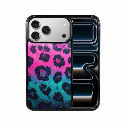 iPhone 17 Pro Max Case — Leopard Neon Pink Teal Airbrush Animal, Custom Printed Phone Case