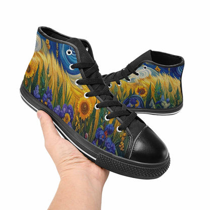 WOMEN'S Van Gogh-Style Swirl High Top Canvas Dreamcore Sneakers