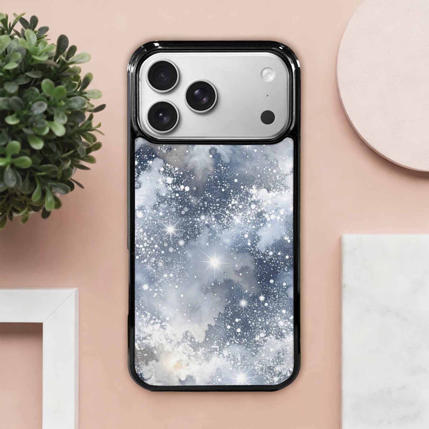 iPhone 17 Pro Max Case — Galaxy Art Silver White Galaxy Space, Customized Protective Case