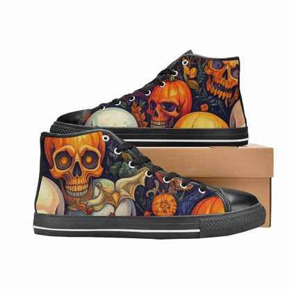 WOMEN'S Skulls - Halloween High Top Canvas Vibrant Chaos Shoes