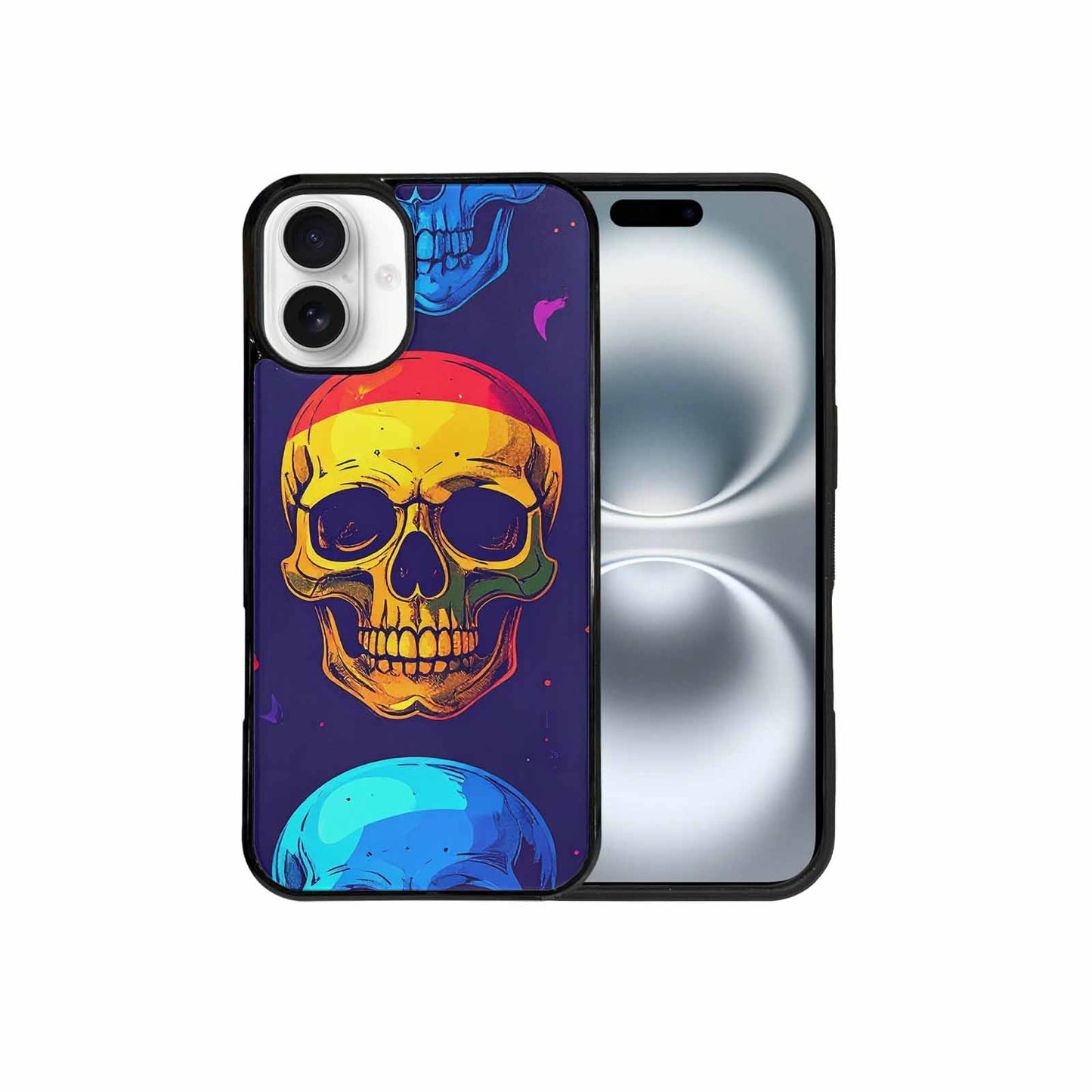 iPhone 16 Plus Case — Pride Flag Skulls Seamless Pattern Vibrant, Unique Phone Case Design