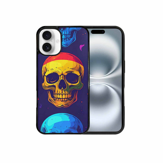 iPhone 16 Plus Case — Pride Flag Skulls Seamless Pattern Vibrant, Unique Phone Case Design