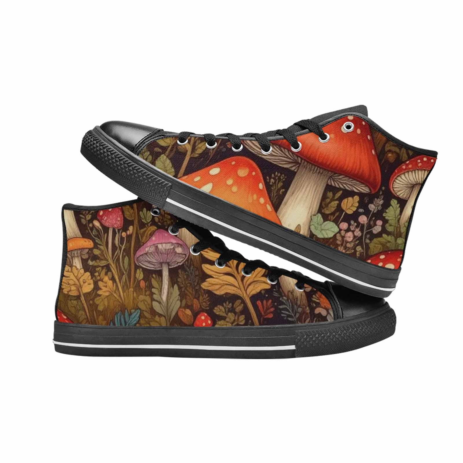 MEN'S Mushroom High Top Canvas Neon Fantasy Custom Sneakers