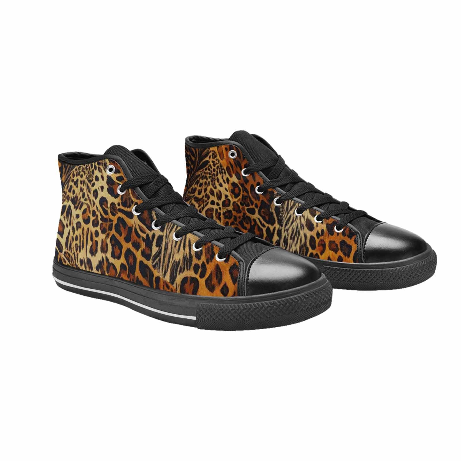 WOMEN'S Animal Print High Top Canvas Wallpaper Art Custom Sneakers