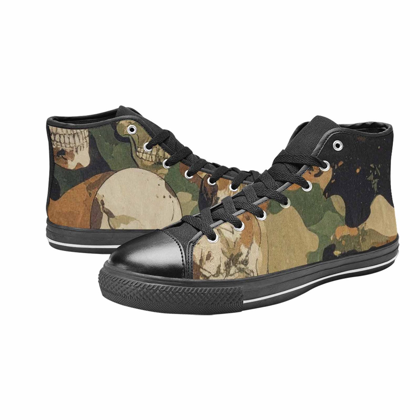 WOMEN'S Military Camo Skull High Top Canvas Y2K Custom Shoes