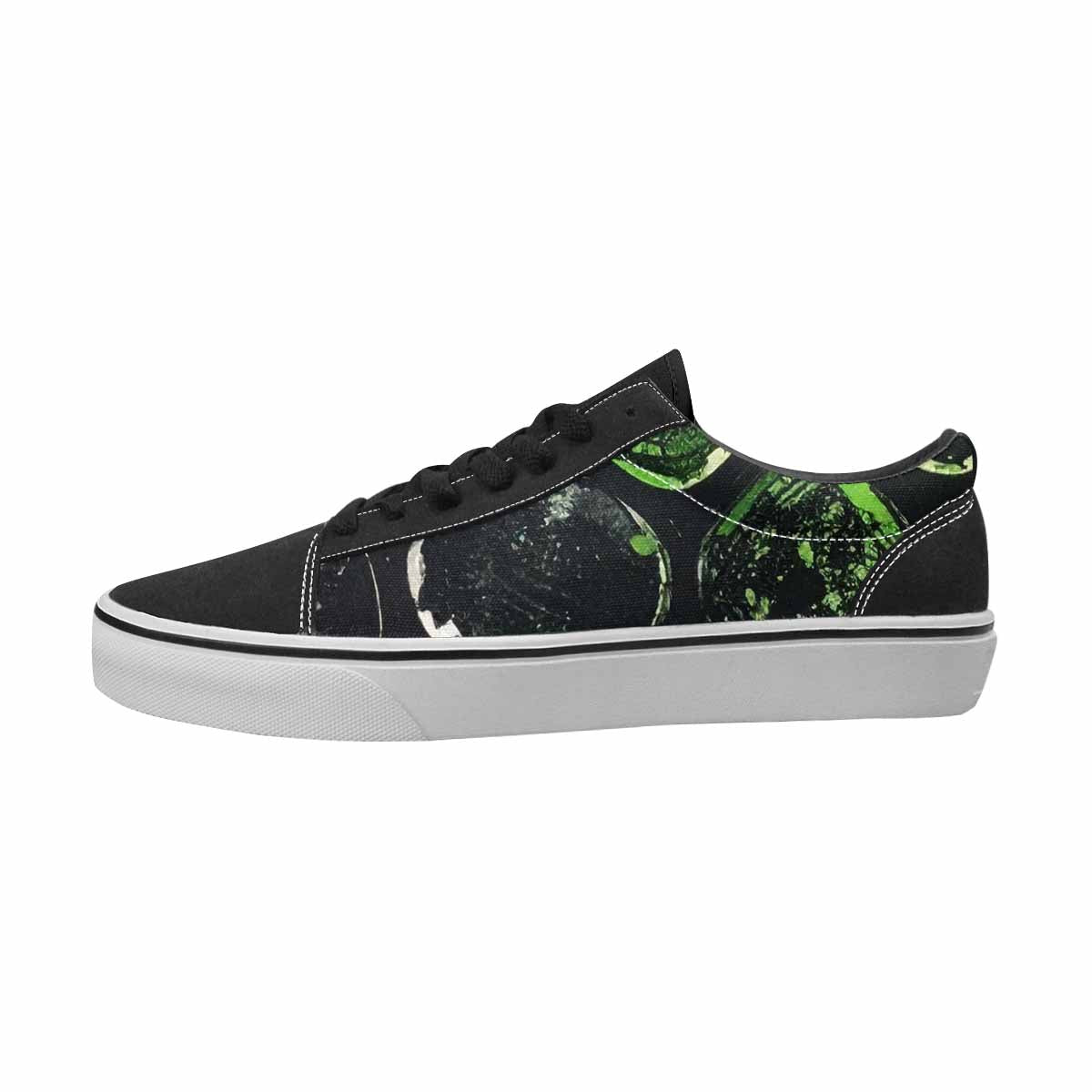 WOMEN'S Reptile Black & Green Ink Canvas Graphic Print Vibrant Chaos Custom Canvas Shoes