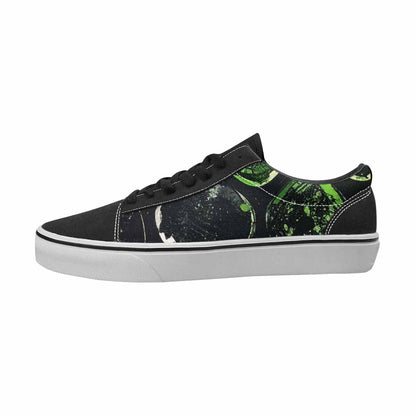 WOMEN'S Reptile Black & Green Ink Canvas Graphic Print Vibrant Chaos Custom Canvas Shoes