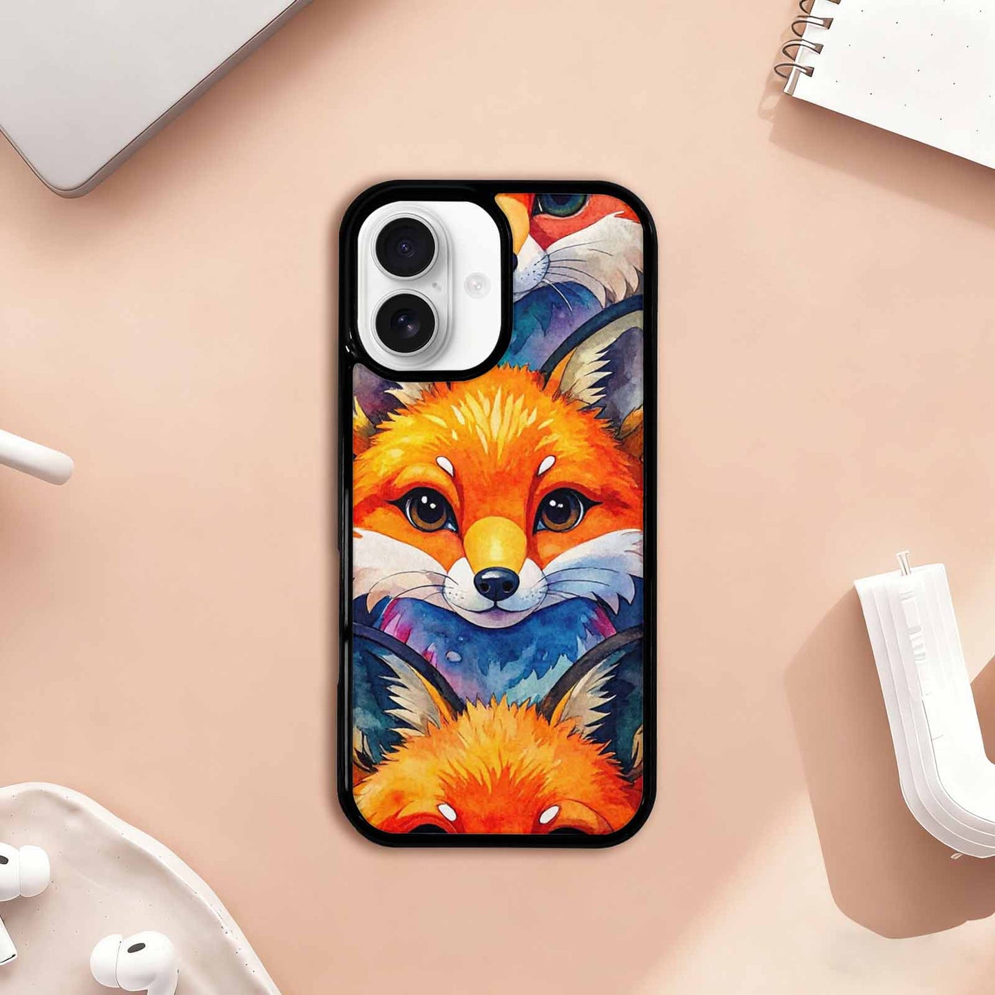 iPhone 17 Case — Watercolor Kawaii Fox Watercolor Abstract, Customized Protective Case