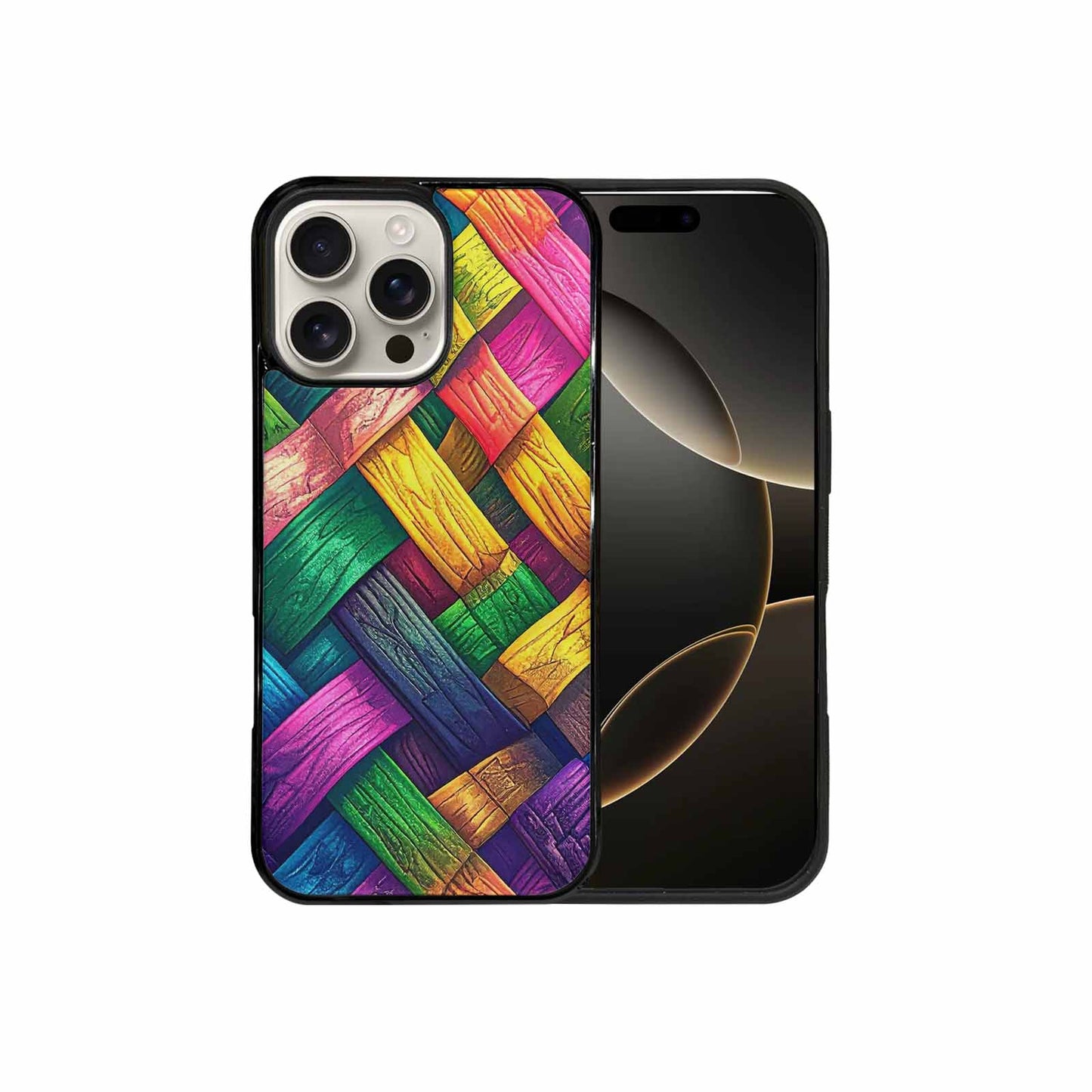 iPhone 16 Pro Max Case — Polysexual Flag Color Theme Small Rainbow, Custom Printed Phone Case