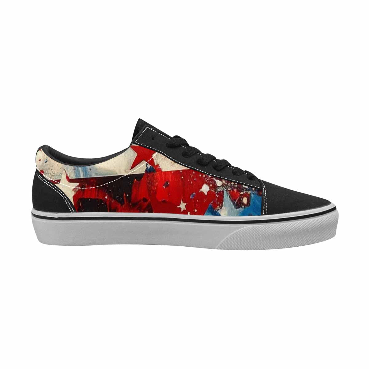 WOMEN'S Patriotic Stars Stripes Lace-Up Canvas Wallpaper Art Sneakers