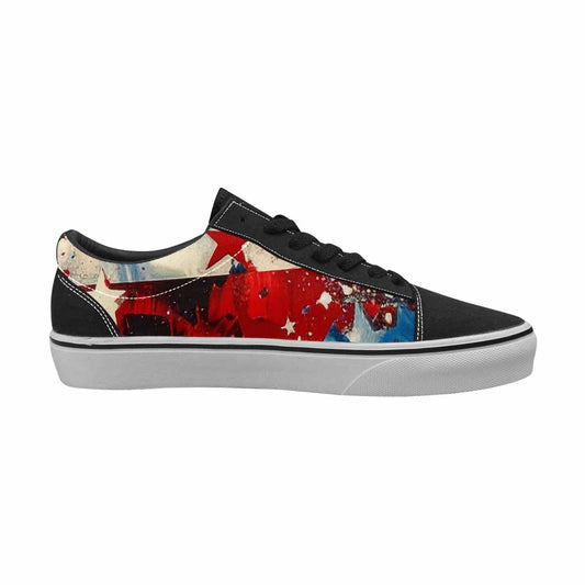 WOMEN'S Patriotic Stars Stripes Lace-Up Canvas Wallpaper Art Sneakers